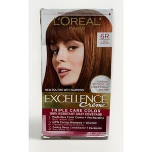 L’Oréal Paris Excellence Creme 6R Light Auburn Hair Color Permanent Dye Kit